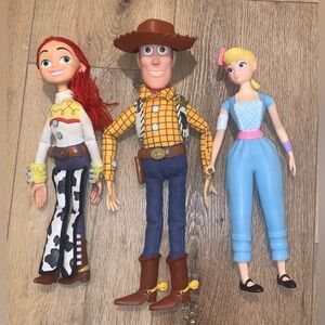 Disney Store Toy Story Pull-String Talking Woody & Jessie Dolls + Bo Peep Doll